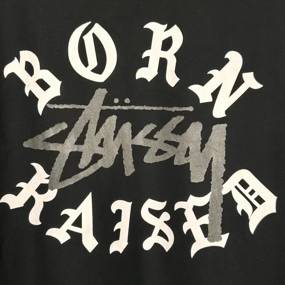 STUSSY x BORN x RAISED joint series FW23 letter LOGO zipper hoodie